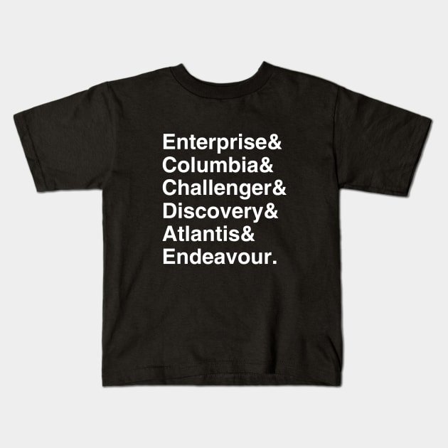 Space Shuttles List (variant) Kids T-Shirt by GloopTrekker